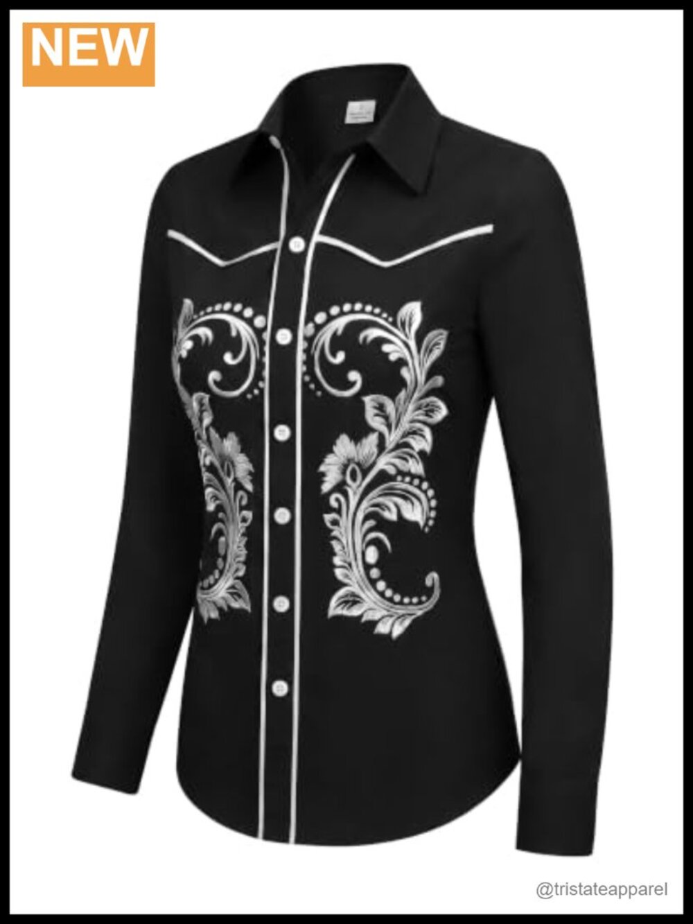 Embroidered Floral Cowgirl Western Button Down Blouse Long Sleeve Vintage